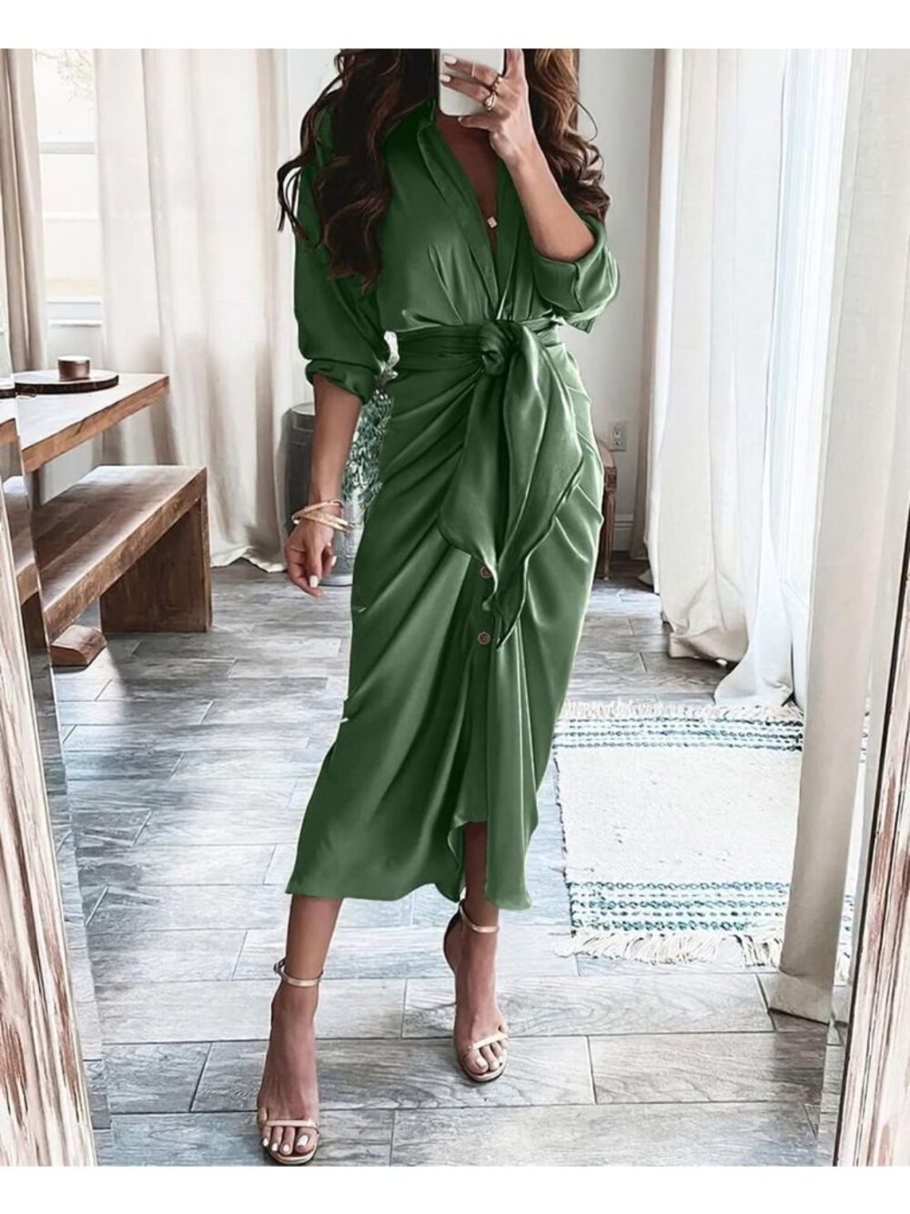 Chic Button-Down Fall Dress for Women | Trendy Casual Style, Perfect for 2026 - Picture 2 of 8